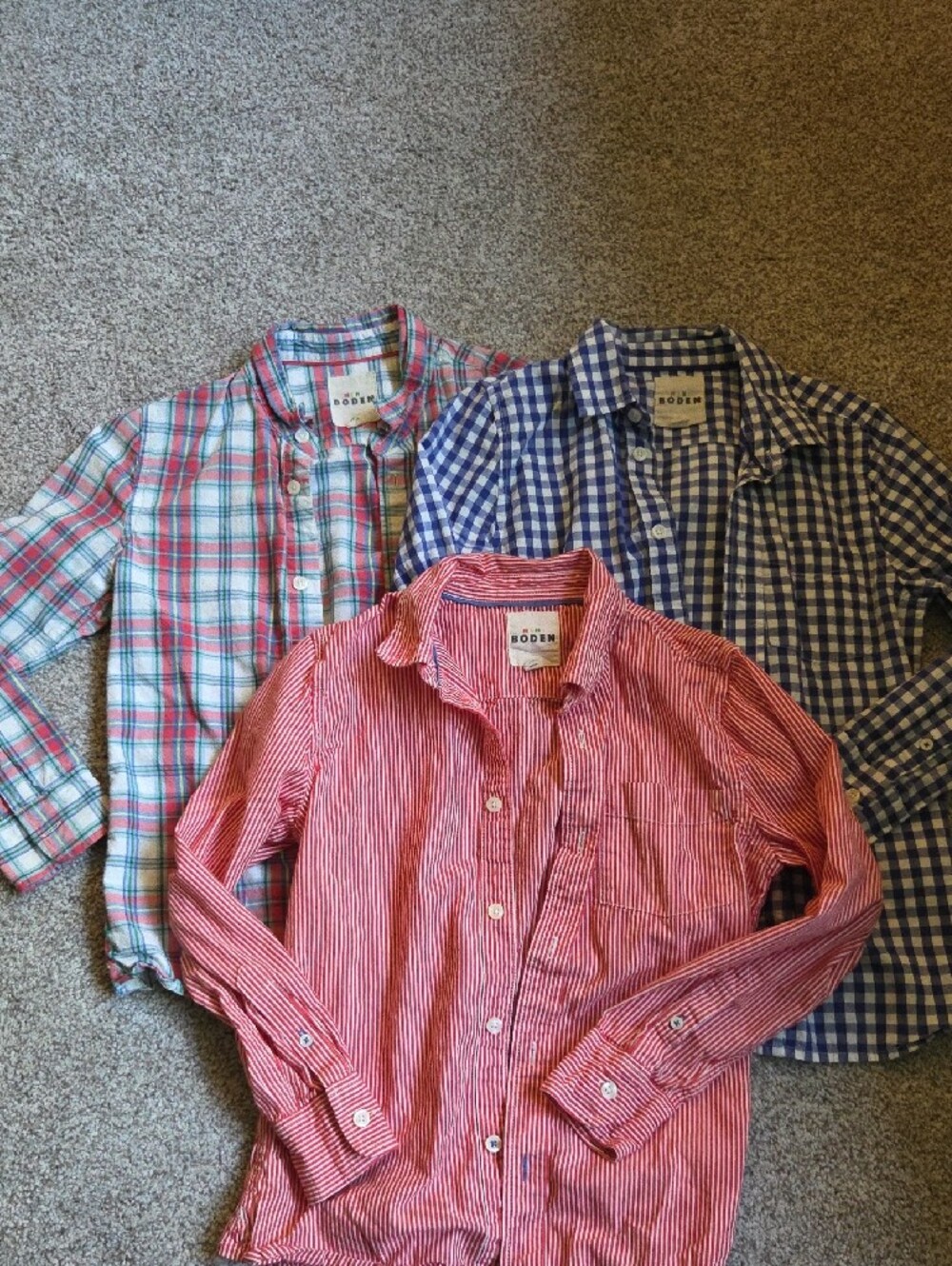 Mini Boden Boys Red and Blue Plaid Button-Down Shirt